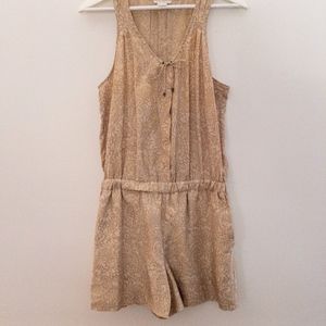 Club Monaco Silk Romper beige paisley floral sz 4